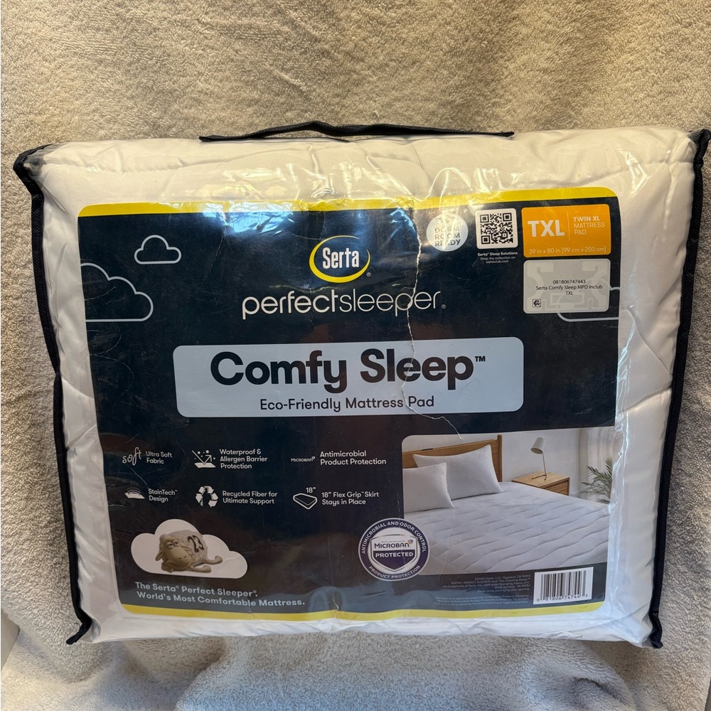 SERTA Perfect Sleeper Comfy Sleep Mattress Pad - White